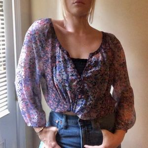 American Eagle Floral Peasant Top